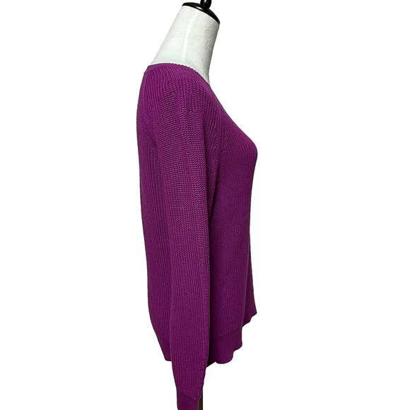 Talbots Sweater Womens Medium Purple Pima Cotton Ribbed Knit Pullover - Picture 7 of 9